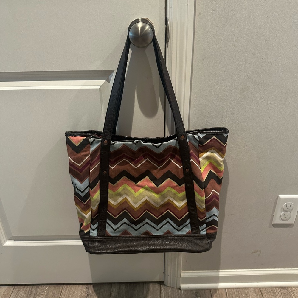 Missoni for Target Brown and Yellow Chevron Tote Bag